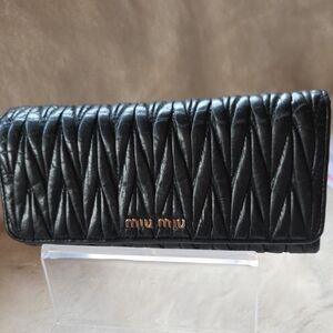 Miu Miu Black Quilted Leather Wallet